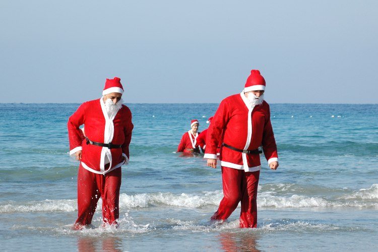 Santa Claus on the beach