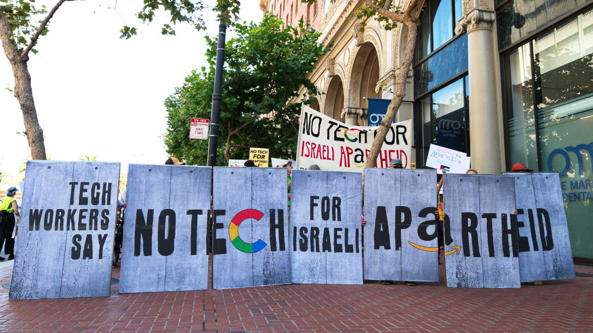 google amazon εργαζόμενοι ισραηλινό απαρτχάιντ τεχνολογία διαμαρτυρία