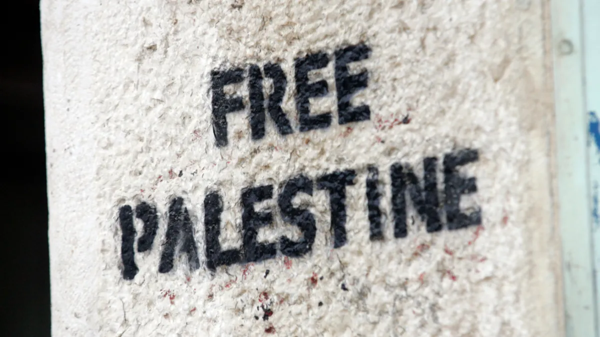 free palestine stencil on wall
